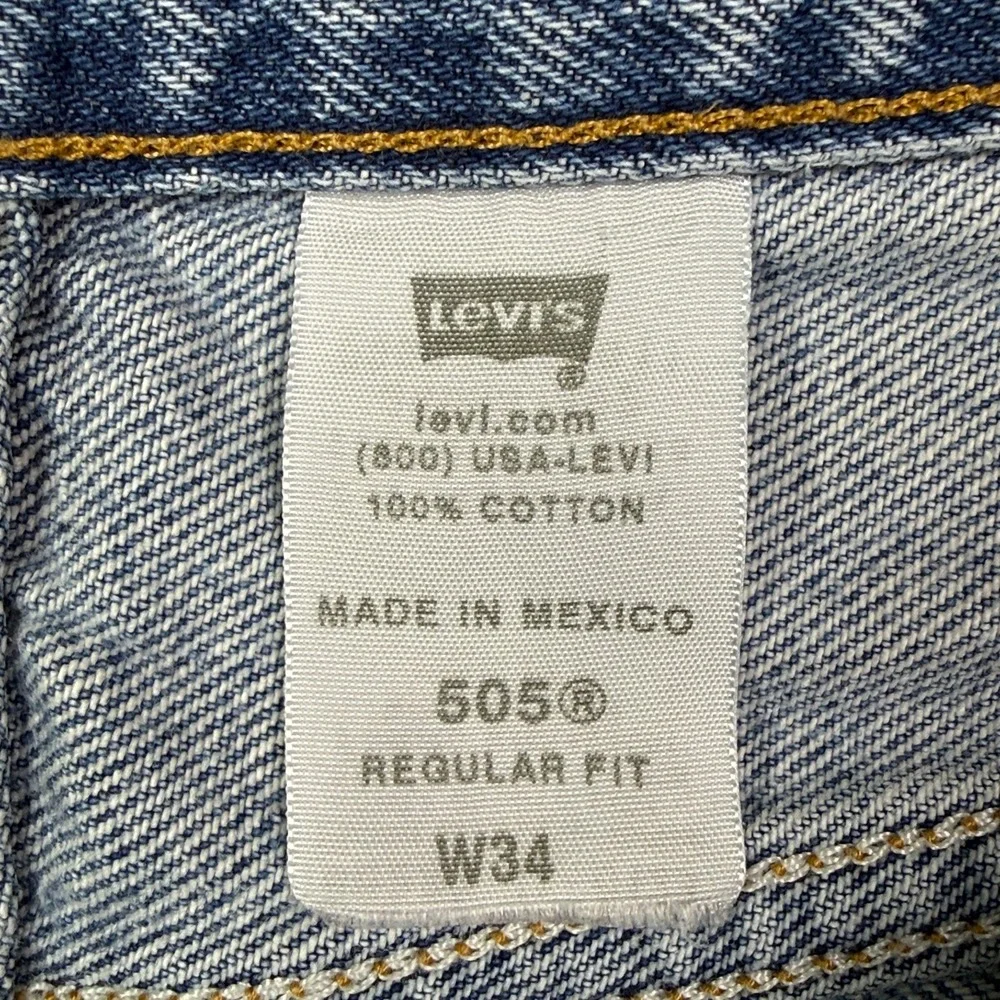 Levis 505 Shorts Mens Size 34 Regular Fit Light Wash Vintage Distressed Denim